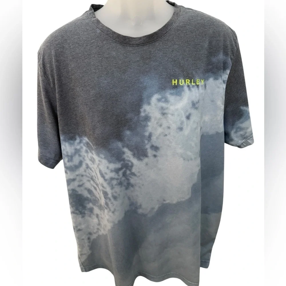Hurley Surf Stormy Blue Gray Waves Tee Shirt Men XL